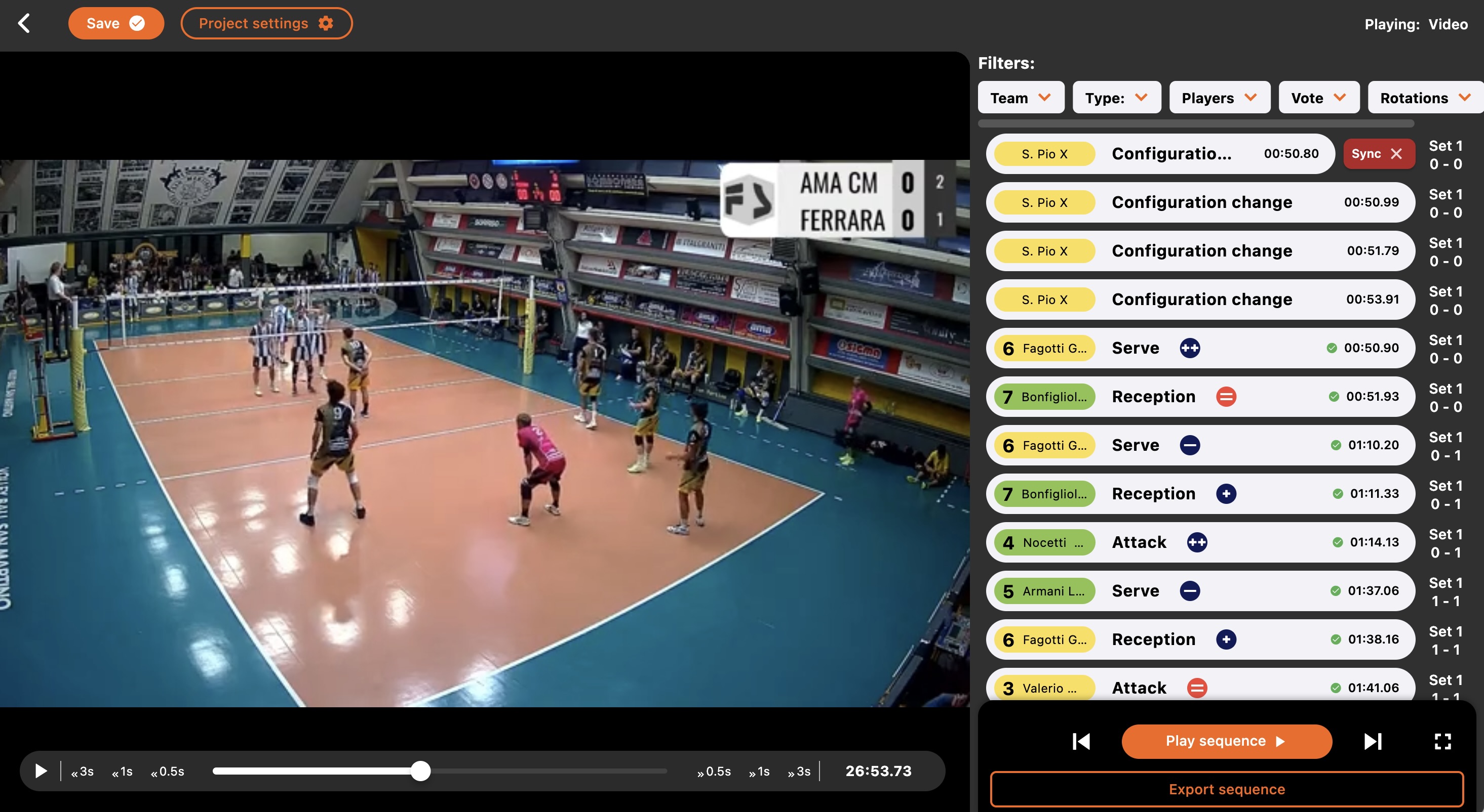 Screenshot of Volleyball Scout Video App