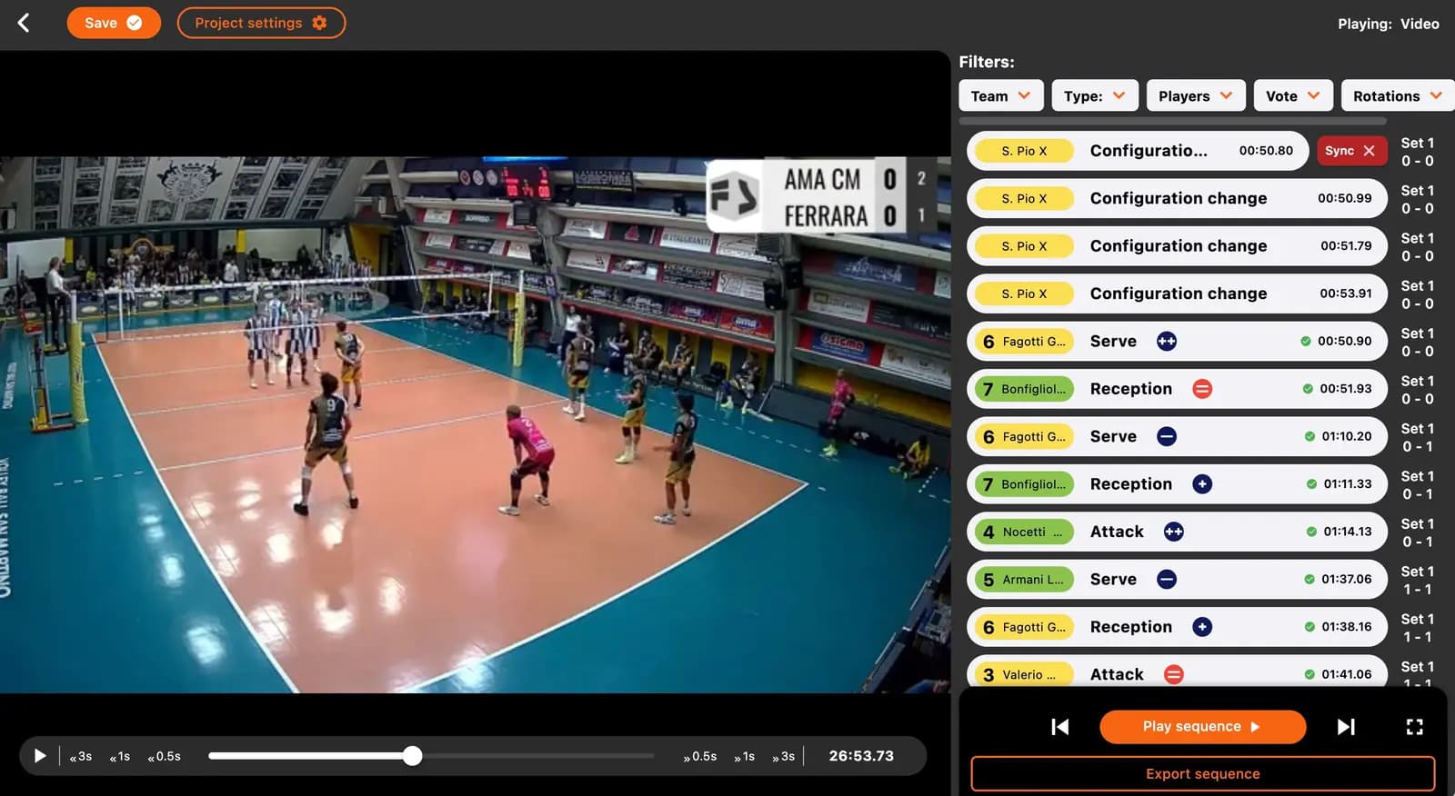Screenshot of Volleyball Scout Video App